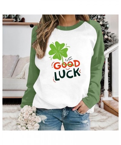 St Patricks Day Shirt Women Womens Casual Long Sleeve Crew Neck Printed Pullover Hoodless Womens Hood Sweaters Z - St Patrick...