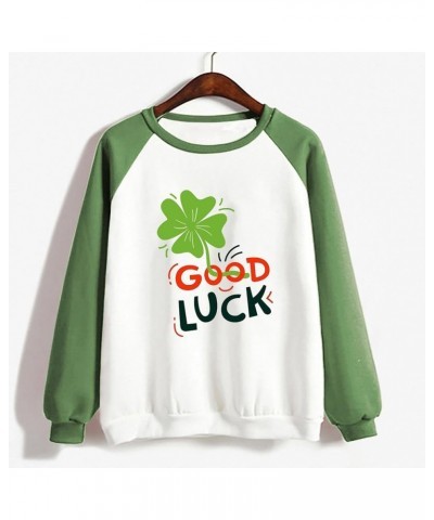 St Patricks Day Shirt Women Womens Casual Long Sleeve Crew Neck Printed Pullover Hoodless Womens Hood Sweaters Z - St Patrick...