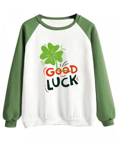 St Patricks Day Shirt Women Womens Casual Long Sleeve Crew Neck Printed Pullover Hoodless Womens Hood Sweaters Z - St Patrick...