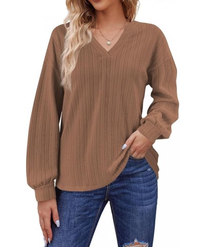 Sweaters for Women Long Sleeve Square Neck Shirts Dressy Casual Loose Blouses Fall Pullovers Tunic Tops A-brown $18.71 Tops