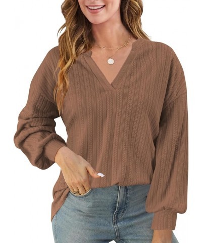 Sweaters for Women Long Sleeve Square Neck Shirts Dressy Casual Loose Blouses Fall Pullovers Tunic Tops A-brown $18.71 Tops