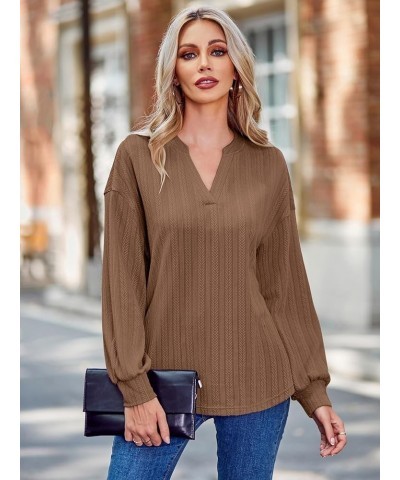 Sweaters for Women Long Sleeve Square Neck Shirts Dressy Casual Loose Blouses Fall Pullovers Tunic Tops A-brown $18.71 Tops