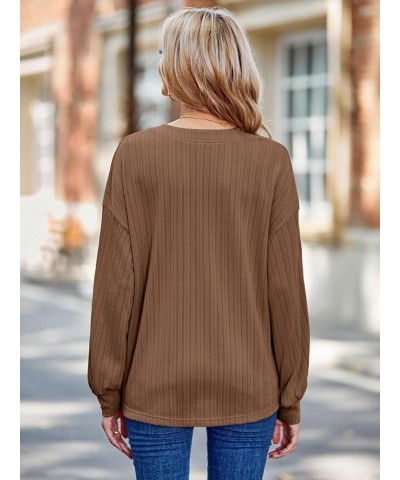 Sweaters for Women Long Sleeve Square Neck Shirts Dressy Casual Loose Blouses Fall Pullovers Tunic Tops A-brown $18.71 Tops