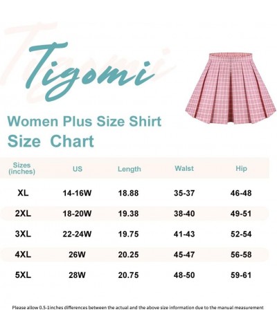 Women Plus Size Skirts Stretchy Buttons Hidden Zipper Mini Skirt Swing A Line Skater Skirt Black XL-5XL 9_ F079_ Plaid Pleate...