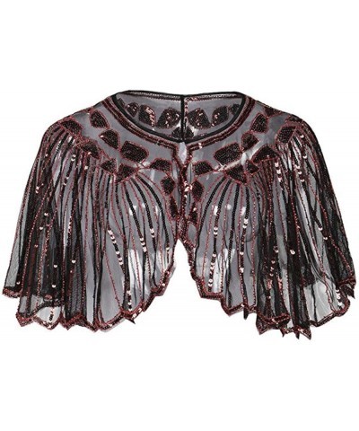 1920s Shawl Sequin Beaded Cape Bolero Flapper Cover Up w/ 20s Accessories Set Red $16.45 Swimsuits