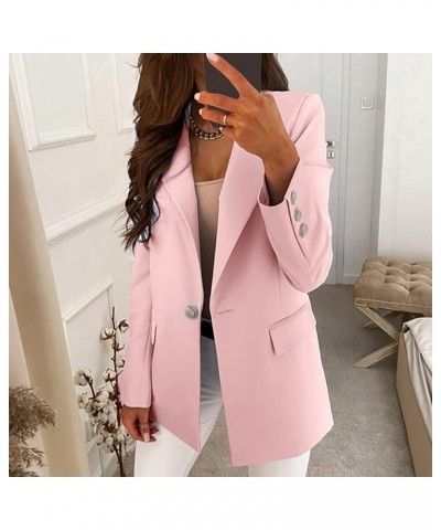 Blazers for Women Business Casual Work Office Open Front Long Sleeve Lapel Cardigan Jacket Coat Blazer Jackets Pink $17.35 Bl...