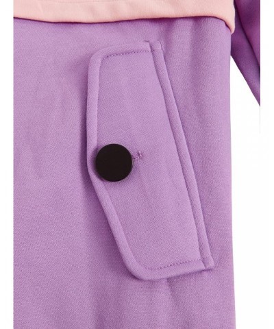 Women's Winter Color Block Long Sleeve Fleece Hoodie Sweatshirt with Pockets Pink Purple XL $17.10 Hoodies & Sweatshirts