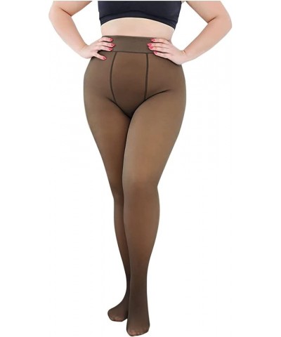 Womens High Waisted Fleece Lined Tights Plus Size Skin Color Translucent Tights Winter Thermal Sheer Pantyhose I-black-320g $...