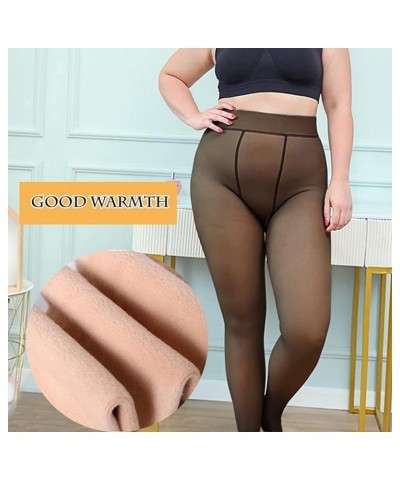 Womens High Waisted Fleece Lined Tights Plus Size Skin Color Translucent Tights Winter Thermal Sheer Pantyhose I-black-320g $...