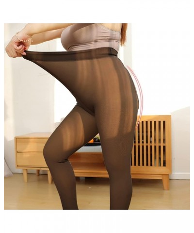 Womens High Waisted Fleece Lined Tights Plus Size Skin Color Translucent Tights Winter Thermal Sheer Pantyhose I-black-320g $...