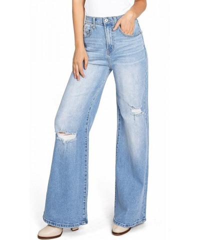 Women's Juniors High Rise Wide Leg Denim Light Denim $29.14 Jeans