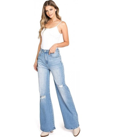 Women's Juniors High Rise Wide Leg Denim Light Denim $29.14 Jeans