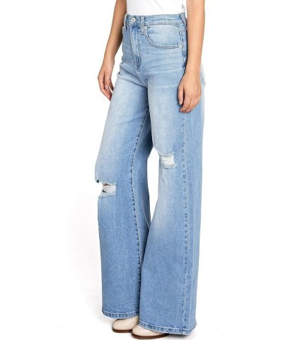 Women's Juniors High Rise Wide Leg Denim Light Denim $29.14 Jeans