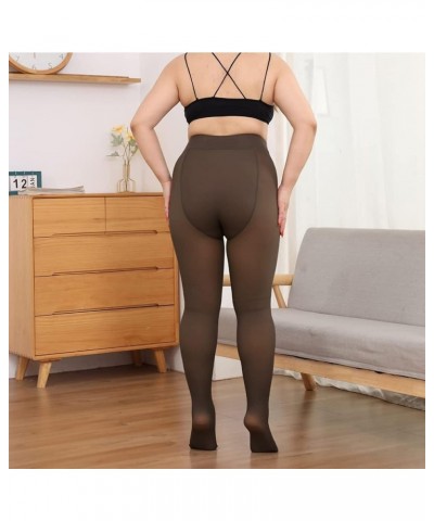 Womens High Waisted Fleece Lined Tights Plus Size Skin Color Translucent Tights Winter Thermal Sheer Pantyhose I-black-320g $...