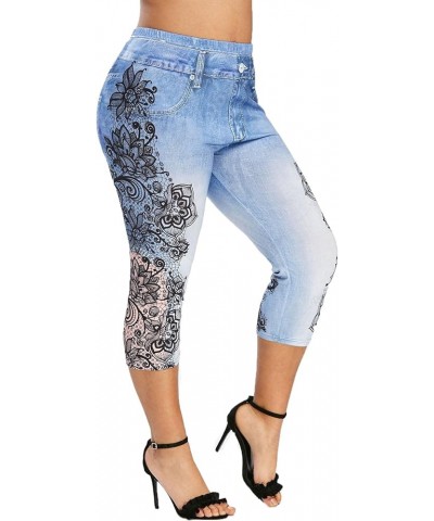 Rosegal Women Plus Size Pull On Skinny Jeggings Blue_3 $16.72 Jeans