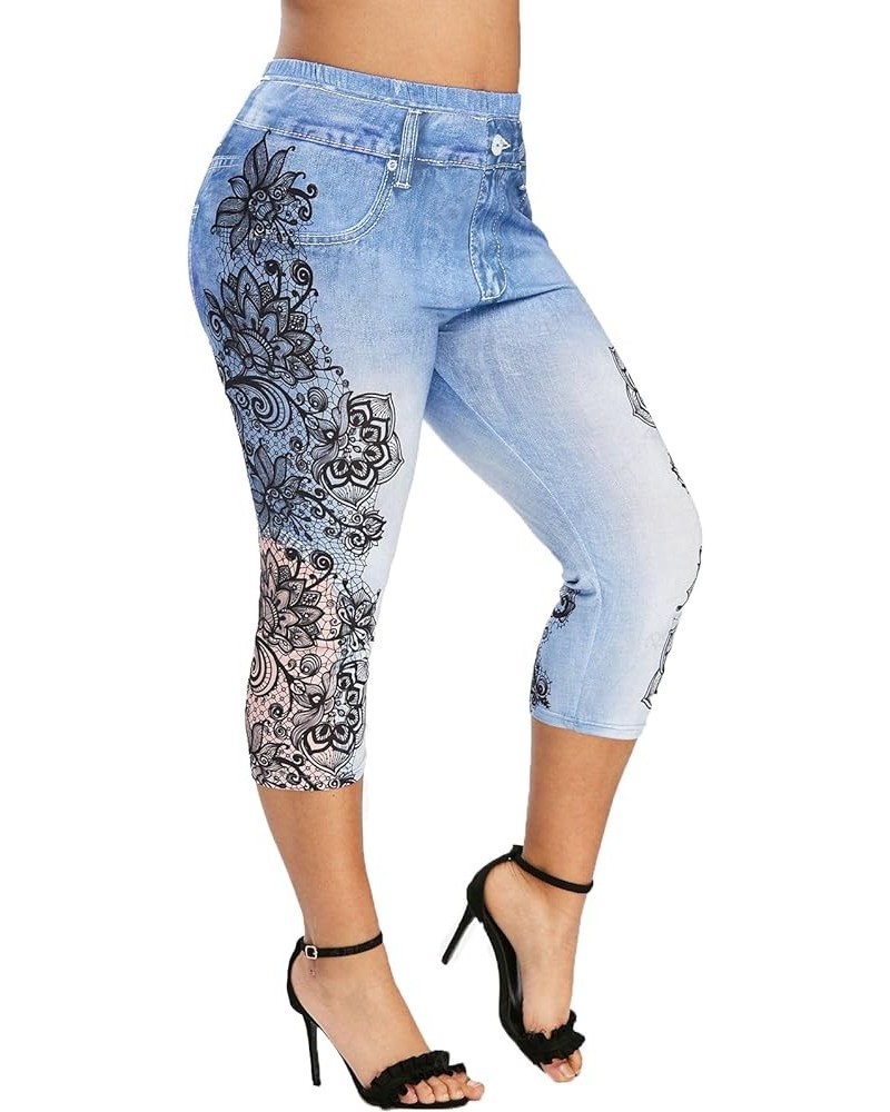 Rosegal Women Plus Size Pull On Skinny Jeggings Blue_3 $16.72 Jeans