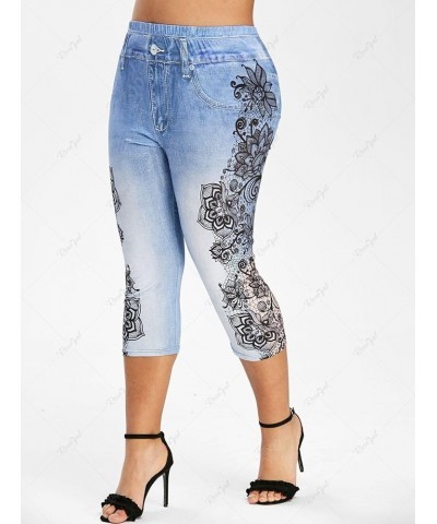 Rosegal Women Plus Size Pull On Skinny Jeggings Blue_3 $16.72 Jeans