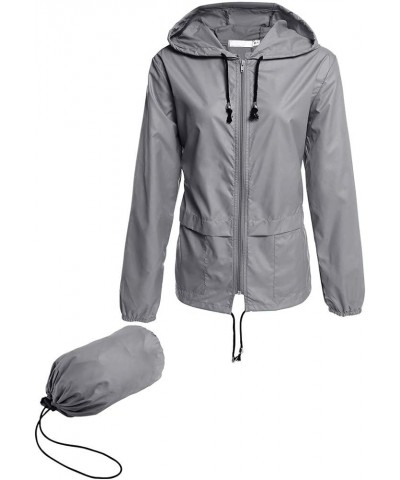 Women's Lightweight Hooded Raincoat Waterproof Packable Active Outdoor Rain Jacket (S-3XL) Gray $17.76 Coats