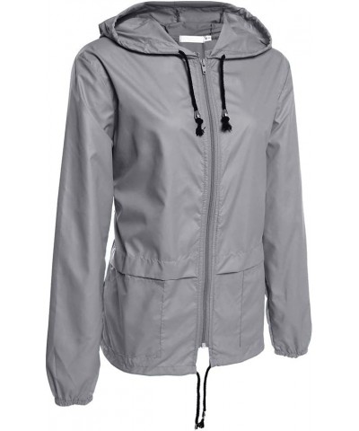 Women's Lightweight Hooded Raincoat Waterproof Packable Active Outdoor Rain Jacket (S-3XL) Gray $17.76 Coats