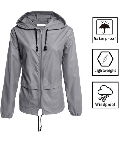 Women's Lightweight Hooded Raincoat Waterproof Packable Active Outdoor Rain Jacket (S-3XL) Gray $17.76 Coats