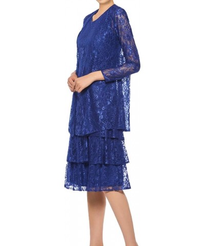 Mother of The Bride Dresses Short Evening Formal Dress Lace Jacket Tiered Women's Dark Purple $49.82 Dresses