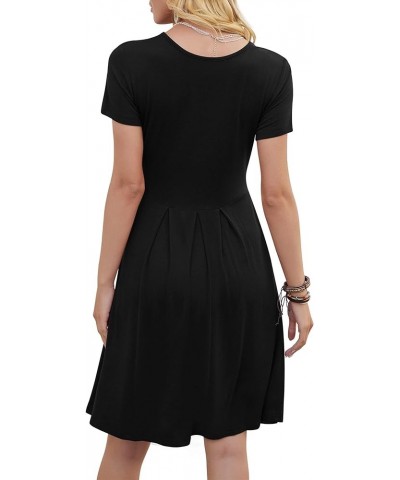 Women's Casual Flowy Pleated Loose Dresses with Pockets Black, Navy Blue $17.84 Dresses