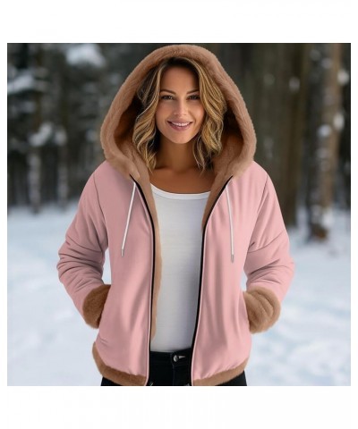 Women's Sueteres Para Mujeres Calientitos Winter Hat Cuffs Edge Velvet Thickened Print Hooded Jacket, M-3XL 3-pink $14.53 Jac...