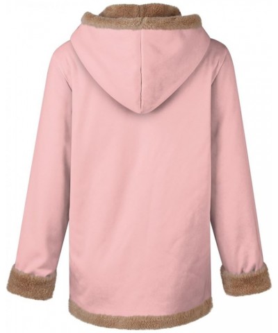 Women's Sueteres Para Mujeres Calientitos Winter Hat Cuffs Edge Velvet Thickened Print Hooded Jacket, M-3XL 3-pink $14.53 Jac...