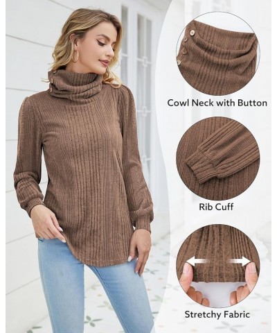 Women's Turtleneck Tunic Sweaters Long Sleeve Ribbed Knit Comfy Loose Casual Fall Sweater Khaki $12.18 Sweaters