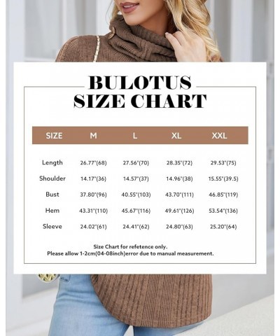 Women's Turtleneck Tunic Sweaters Long Sleeve Ribbed Knit Comfy Loose Casual Fall Sweater Khaki $12.18 Sweaters