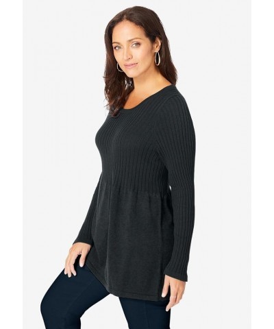 Women's Plus Size Ribbed Baby Doll Tunic Sweater French Blue $25.99 Sweaters