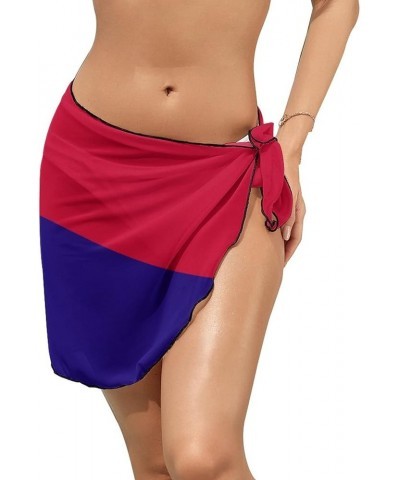 Womens Short Beach Wrap Saint Lucia Flag Bikini Wrap Cover Up for Pool Vacation Party XL XX-Large Style-7 $13.47 Swimsuits