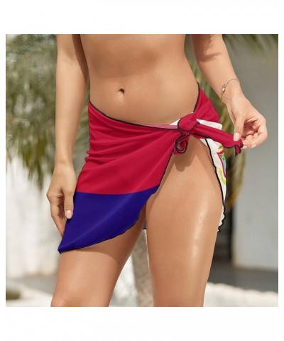 Womens Short Beach Wrap Saint Lucia Flag Bikini Wrap Cover Up for Pool Vacation Party XL XX-Large Style-7 $13.47 Swimsuits