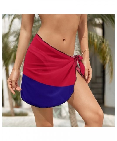 Womens Short Beach Wrap Saint Lucia Flag Bikini Wrap Cover Up for Pool Vacation Party XL XX-Large Style-7 $13.47 Swimsuits