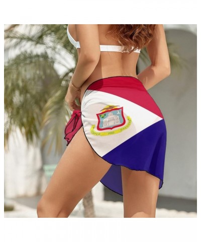 Womens Short Beach Wrap Saint Lucia Flag Bikini Wrap Cover Up for Pool Vacation Party XL XX-Large Style-7 $13.47 Swimsuits