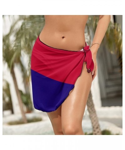 Womens Short Beach Wrap Saint Lucia Flag Bikini Wrap Cover Up for Pool Vacation Party XL XX-Large Style-7 $13.47 Swimsuits