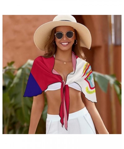 Womens Short Beach Wrap Saint Lucia Flag Bikini Wrap Cover Up for Pool Vacation Party XL XX-Large Style-7 $13.47 Swimsuits