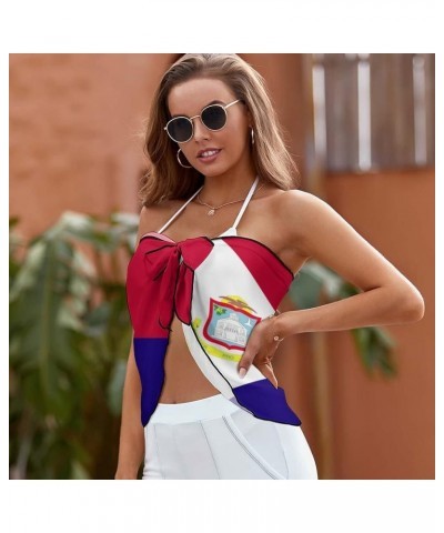 Womens Short Beach Wrap Saint Lucia Flag Bikini Wrap Cover Up for Pool Vacation Party XL XX-Large Style-7 $13.47 Swimsuits