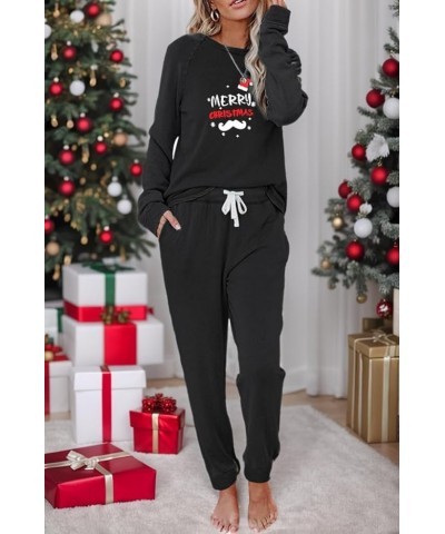 Christmas Outfits 2 Pcs Sets for Women Workout Sets Long Sleeve Jogger Tracksuit with Pockets Black-deer58 $12.00 Activewear