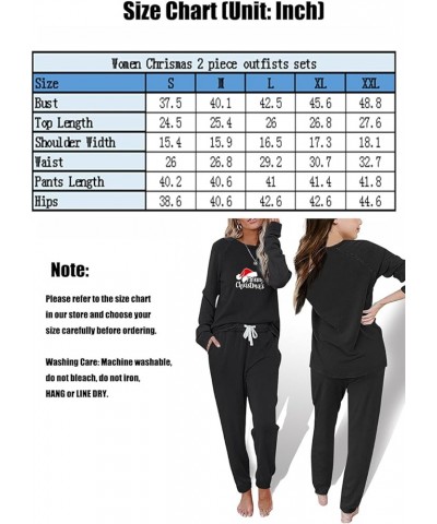 Christmas Outfits 2 Pcs Sets for Women Workout Sets Long Sleeve Jogger Tracksuit with Pockets Black-deer58 $12.00 Activewear