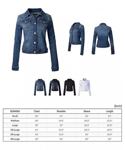 Women's Classic Casual Stretch Fabric Denim Jean Jacket Black $14.88 Jackets