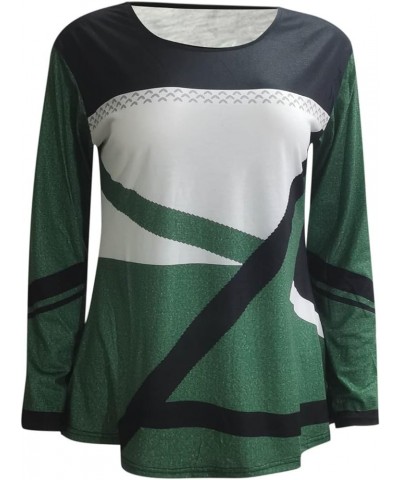 Casual Round Neck Long Sleeve Sweater for Women,Fashion Geometric Print Sweatshirts Fall Loose Pullover Blouse Tops… X3green ...