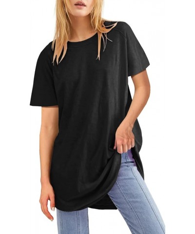 Women's Short Sleeve Tunic Tops Crew Neck T-Shirts Summer Casual Loose Fit Basic T Shirts Blouse Black $10.40 Tops