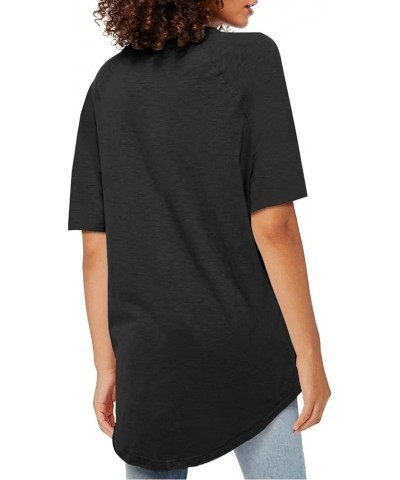 Women's Short Sleeve Tunic Tops Crew Neck T-Shirts Summer Casual Loose Fit Basic T Shirts Blouse Black $10.40 Tops