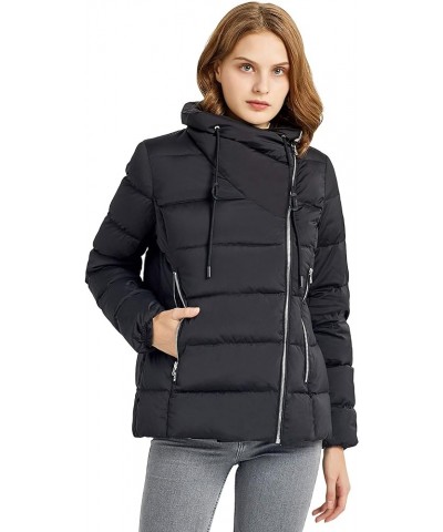 Women's Short Puffer Down Coat Stand Collar Winter Jacket with Full-Zip Caviar $40.95 Jackets