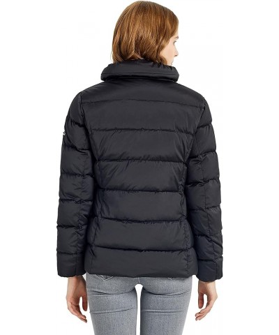 Women's Short Puffer Down Coat Stand Collar Winter Jacket with Full-Zip Caviar $40.95 Jackets