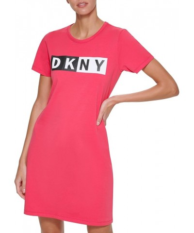 Women's Essential Logo T-Shirt Dress Fiery Pink $16.48 Dresses