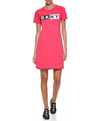 Women's Essential Logo T-Shirt Dress Fiery Pink $16.48 Dresses