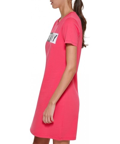 Women's Essential Logo T-Shirt Dress Fiery Pink $16.48 Dresses