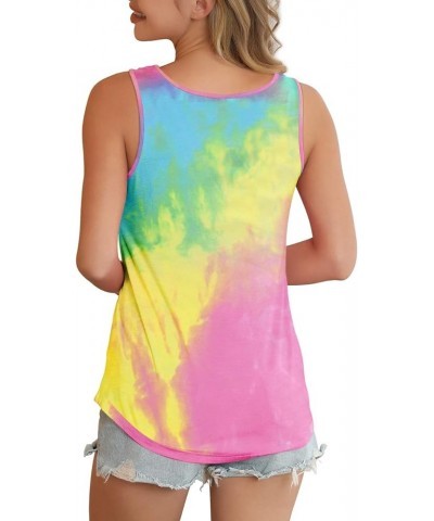 Women's Sleeveless Criss Cross Casual Tank Tops Basic Blouse 27 Tie Dye Colorful Light Yellow $12.00 Tanks